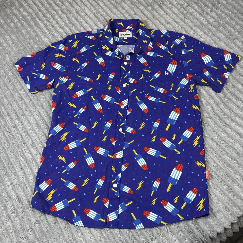 Tipsy elves Popsicle Shirt Men Size XL Blue Short Sleeve Graphic‎ All Over Print